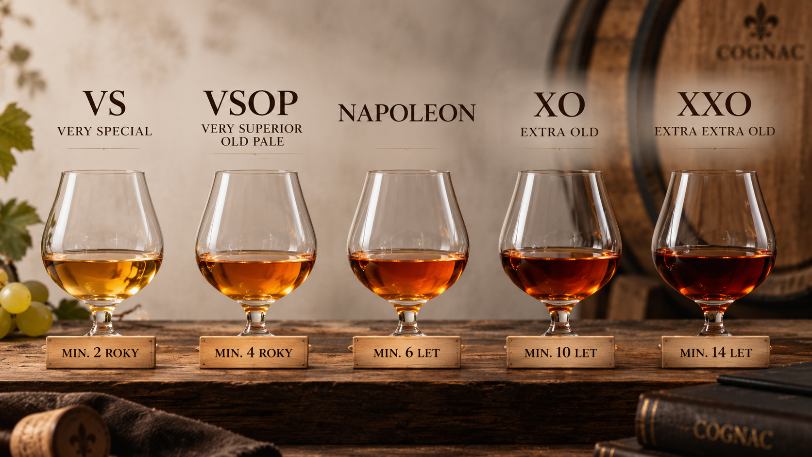Přehled kategorií VS VSOP Napoleon XO a XXO