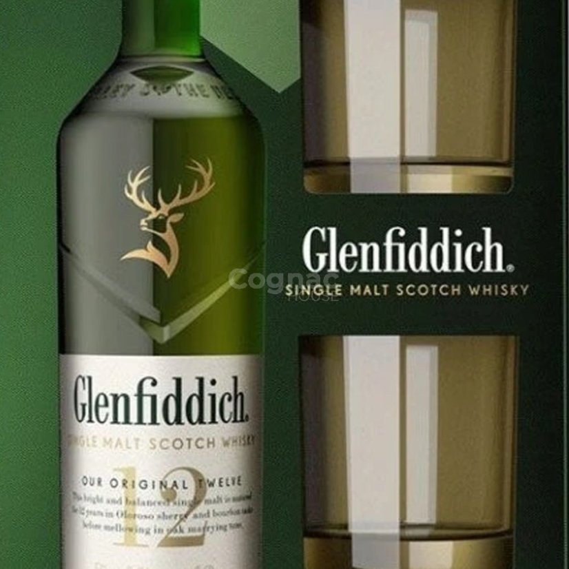 Glenfiddich 12YO 0,7L 40% + 2x sklenice (dárkové balení)