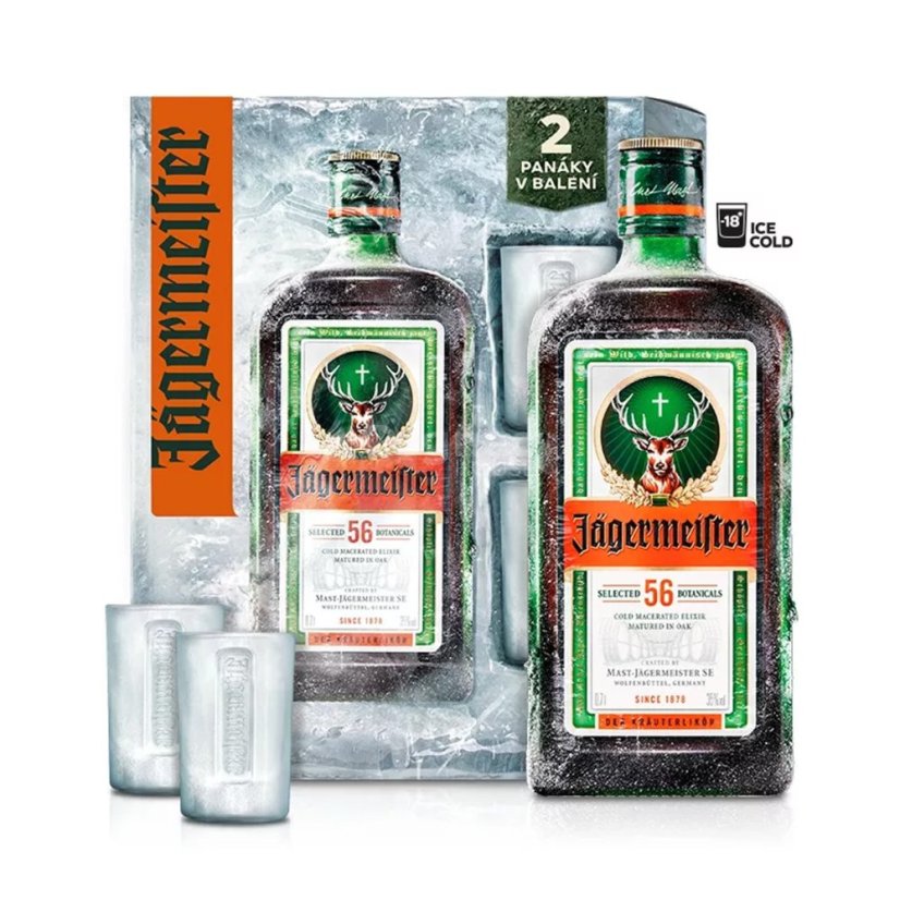 Jägermeister 35% 0,7l + 2x sklenice (dárkové balení)