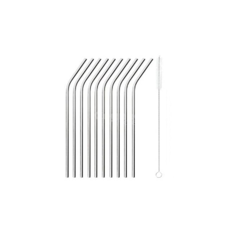 Brčka nerezové 10 ks + kartáček