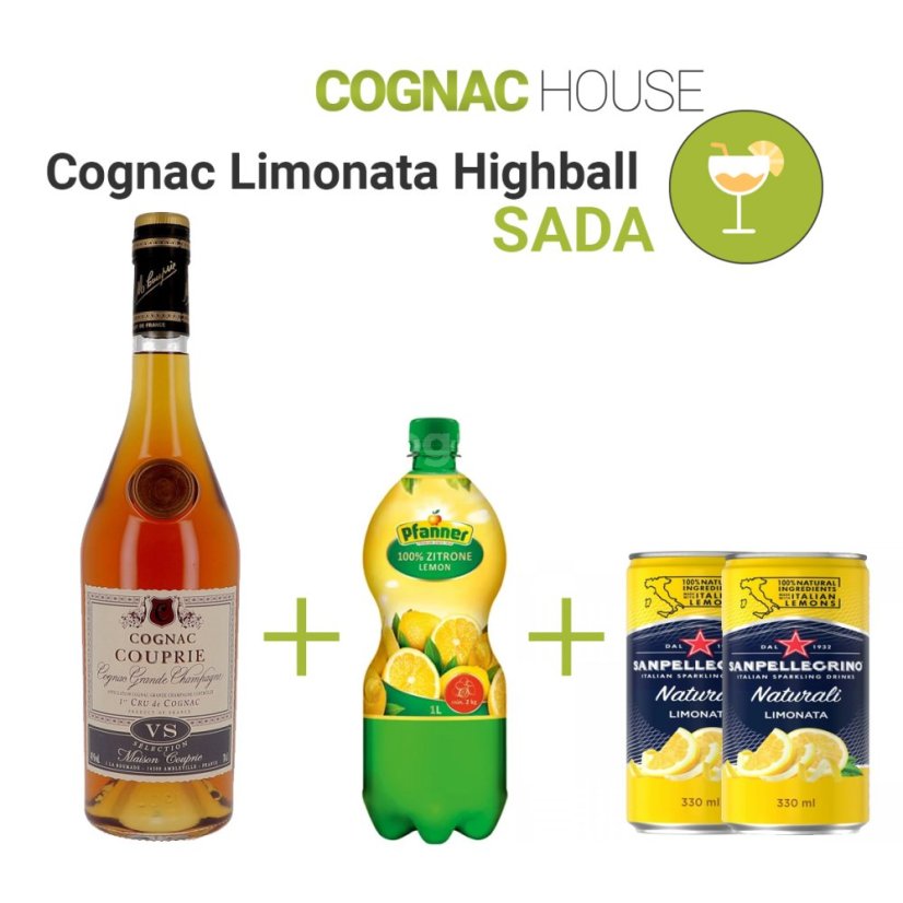 Sada Cognac Limonata Highball koktejl Sada Cognac Limonata Highball koktejl